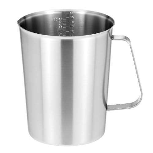 304 Stainless Steel Measuring Cup 64 OZ with OZ/ML Graduations, 8 Cup Kitchen Mixing Pitcher, Precision Engraved Markings, Container for Baking and Frothing, 2 Liter
