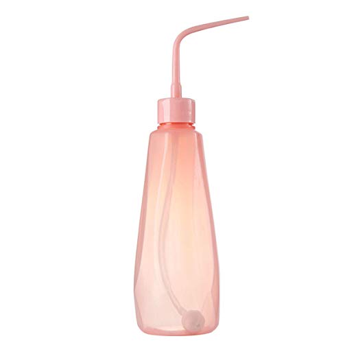 16oz Squeeze Type Dropping Kettle Wash Bottle with Silicone Hose - Translucent Medical Label Tattoo Safety Squeeze Bottle Lab Tip Liquid Storage and Micro Landscape Watering Tools Supply (Pink)