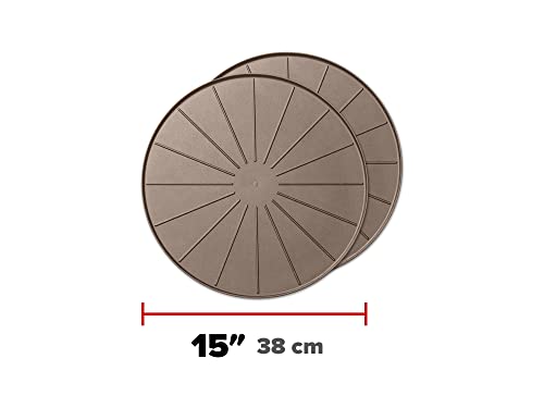15" Plant Mats/Coasters - for Floor Protection from Planter Spills, leaks and Soil (8A15CST2PKTN)- Tan (2-Pack) - view 2