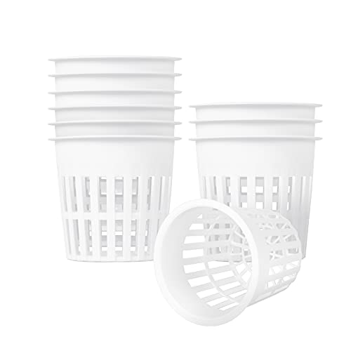 10 Pieces White Plastic Garden Mesh Net Pot Hydroponic Basket Planting Nursery Grow Supplies, 11cm/4.3inch