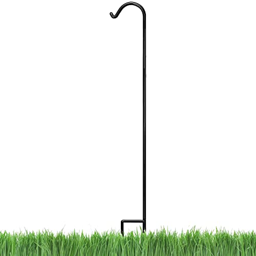 Ashman Black Shepherd Hook 92 Inch, 1/2-Inch Thick, Solid Metal Single Piece Hook, Super Strong, Rust Resistant, Hanging Plant Baskets, Wind Chimes, Lanterns, Heavy Bird Feeders & More (Pack of 1)
