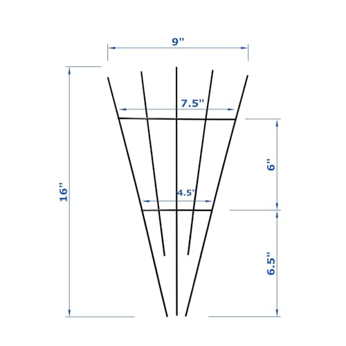 4 Pack 16'' Black Plant Fan Shape Trellis for Potted Climbing Plants Indoor, Outdoor Metal Garden Trellis for Climbing Plants House Plants Flowers Vine Ivy - view 2