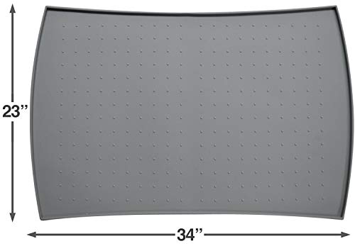 X-Large Waterproof Dog Food Mat (34x23). FDA Grade Silicone [Superior Hygiene, Non-Toxic, Multiple Sizes] Extra Large Dog Food mat for Floors,Grey - view 2