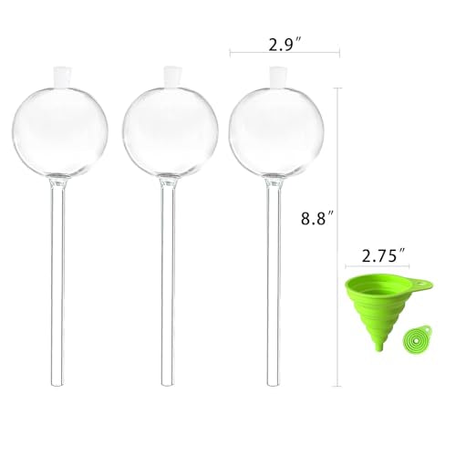 3 PCS Top-Fill Self Watering Globes, Automatic Plant Watering Devices, Transparent Self Watering Planter Insert, Durable Clear Glass Aqua Bulbs for Indoor, Ball Shape, & Funnel - view 2
