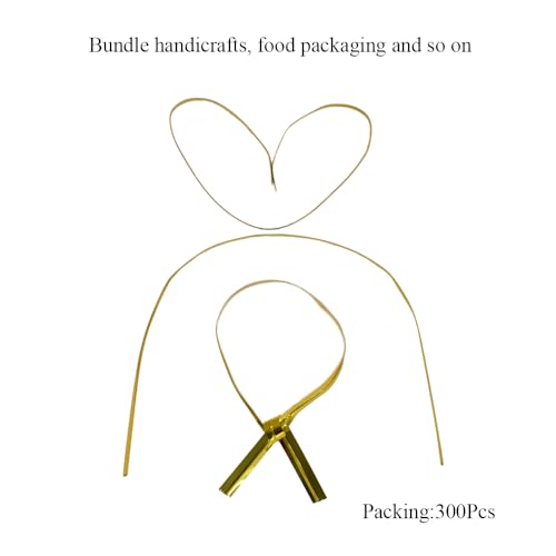 300Pcs 6inches Gold Metal Twist Ties Bread Candy Coffee Bag Ties Plant Garden Twist Ties for Cellophane Treat Bags Gift Wraping Bags Plastic Bags Halloween Party Cake Present Art Crafts - view 6