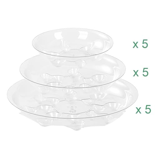 15 Pack Assorted Sizes 6 8 10 Inch Clear Thick Plastic Heavy Duty Sturdy Plant Saucer Drip Trays for pots, 5 Pieces of Each Size (Assorted Sizes 6'', 8'', 10'') - view 3