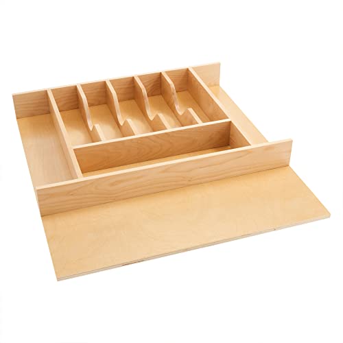 Trim-to-Custom-Fit Wooden Silverware Drawer Divider Organizer