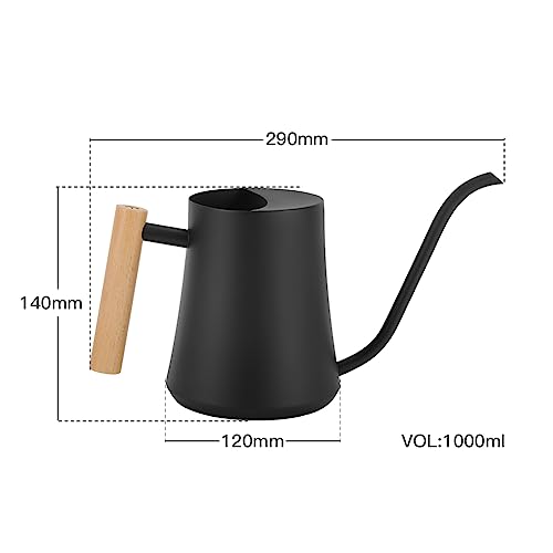 Black Watering Can for Indoor Plants, 1L/35oz Stainless Steel - view 2