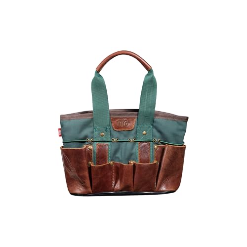 482 garden bag mini compact, waterproof canvas and leather, lightweight 400 g, multiple compartments, practical transport bag for tools, gloves, scissors and accessories