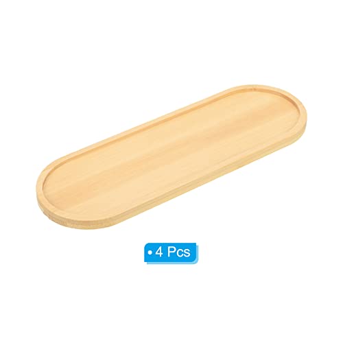 Plant Pot Saucer 9x3 Inch, 4 Pack Bamboo Oval Flower Drip Tray for Home Indoor - view 3