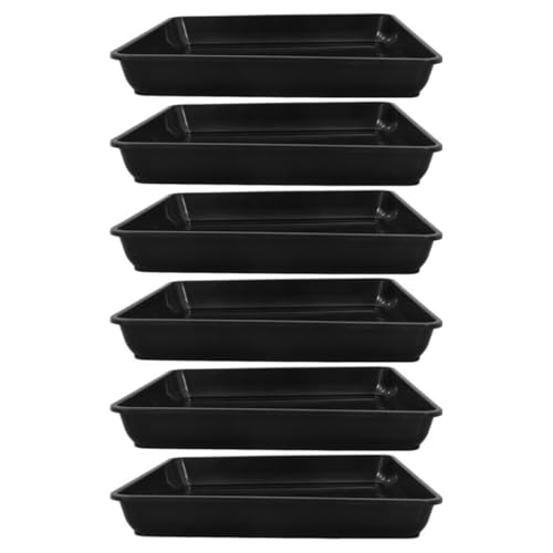 6pcs Square Plant Pot Saucer Black Plastic Drip Tray for Balcony Gardening