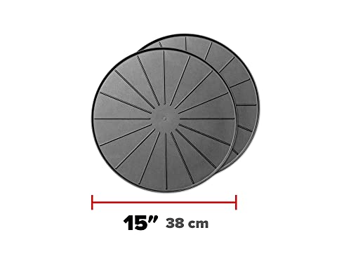 15" Plant Mats/Coasters - for Floor Protection from Planter Spills, leaks and Soil (8A15CST2PKBK)- Black (2-Pack) - view 2