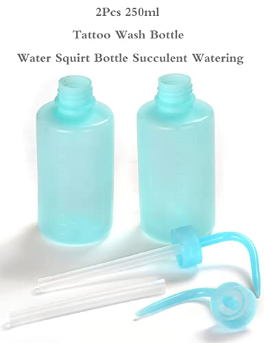 2Pcs Tattoo Wash Bottle 250ml | 8oz Water Squirt Bottle for Succulent Watering, Medical Cleaning, Blue - view 2