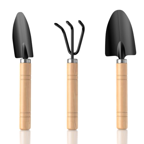 3 Pcs Mini Garden Tool Set with Small Trowel, Mini Shovel & Hand Rake