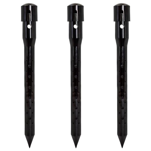 14 in. Plant Watering Stake (3 Pack) (Black) | UV-Protected ABS Plastic Deep Root Irrigation Spike for Yard Plants, Shrubs, Vines