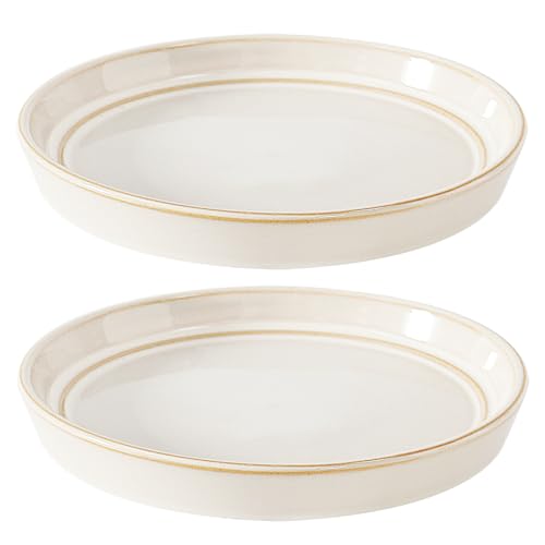 Plant Saucers, 2-Pack 6.5 Inch Ceramic Flower Pot Saucers, Thickened Plant Pot Saucers, Plant Trays to Catch Water for Indoors Outdoors Medium Potted Plants (White)