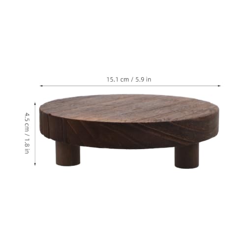 Vintage round Wood Plant Stand 5.9 Inch Pedestal Riser for Pots - view 2