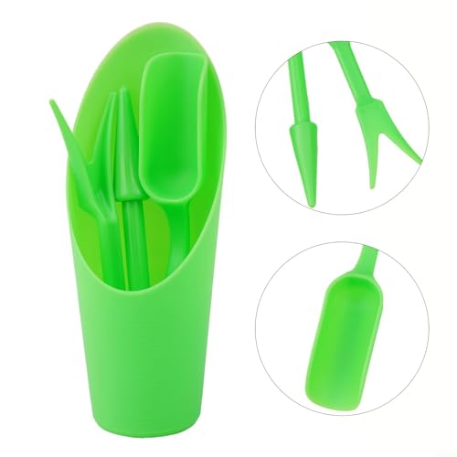 Garden Tool Set 4 Piece Plastic Transplanter Kit with Spoon Shovel Fork for Succulent Planting Nursery Greenhouse Migration Fleshy Plants(Green) - view 4