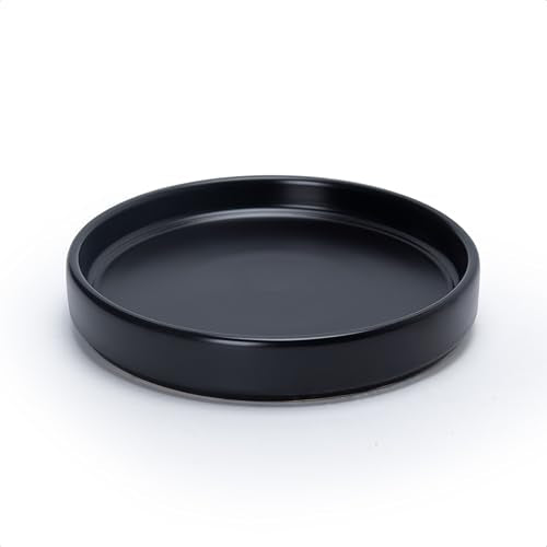 Ceramic Plant Saucer/Drainage Tray, 7.1 in, Black, 97-T-B-3