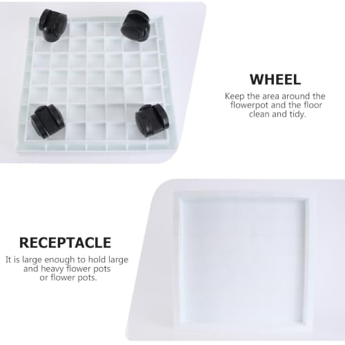 Moveable Flowerpot Holder Tray with Universal Wheels, Square Resin - view 7