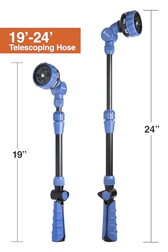 With Adjustable Thumb Control Garden Watering Wand, 19-24 Inch Telescoping Hose Nozzle 8 Spray Patterns, Heavy-Duty Zinc & Aluminum for Precise Watering and Cleaning - view 3