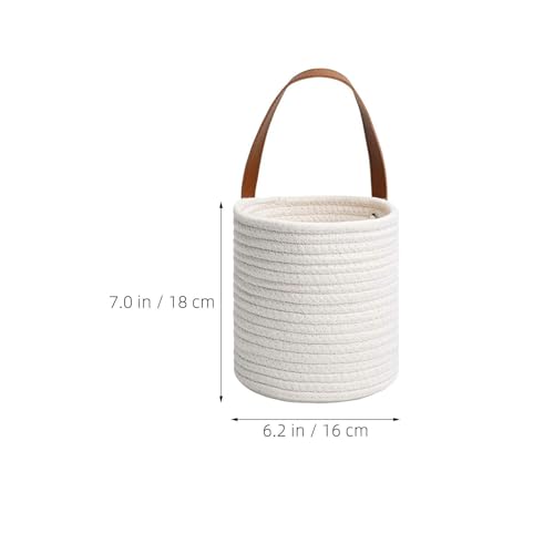 Cotton Wall Hanging Storage Basket 2pcs with Leather Handle - view 7