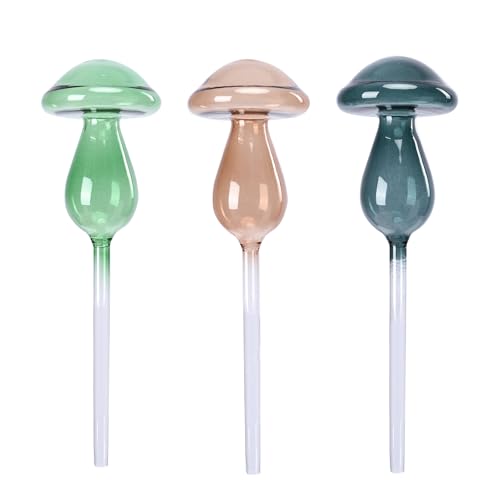 Mushroom Plant Watering Globes 3PCS Plant Watering Devices Glass