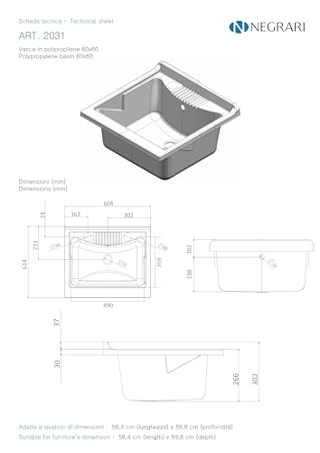 PP Resin Basin Basin Tray Moisture Resistant Resistant to Acids of Common Use Drain Kit Included for Indoor and Outdoor Use L60X - view 4