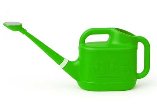 8L Plastic Watering Can with Stainless Steel Sprinkler Rose - Durable Garden Watering Jug for Plants & Flowers - Easy Pour Outdoor & Indoor Watering Can - Green