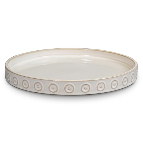 Plant Saucer for Indoors - Ceramic Plant Saucer for Outdoors 11.4 Inch Plant Water Catcher Tray Plant Pot Saucer Plant Drip Tray Drainage Large Plant Plates to Catch Water, Cream White