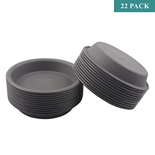 22 Pack 3.55 Inch Gray Plastic Round Plant Pot Saucer - view 6