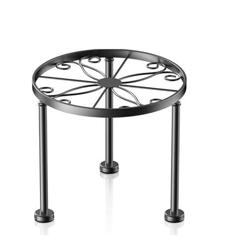 Metal Plant Stand, 9 Inch Round Flower Pot Holder with Guardrail, Black