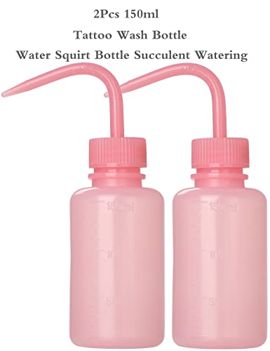 2-Pack Tattoo Wash Bottle 150ml | 5oz Water Squirt Bottle for Succulent Watering & Medical Use - Pink - view 2