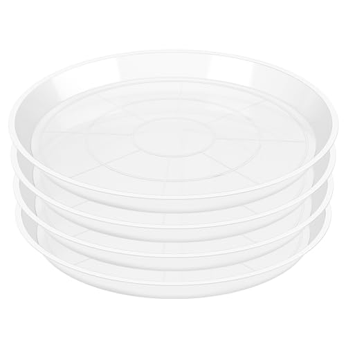 4 Pack Clear Plant Saucer 4 6 8 10 12 14 16 18 20 22 Inch Plant Trays for Pots, Plastic Extra Large Planter Saucers for Outdoors Indoors, Drip Catcher Water Tray for Plants (14 Inch)