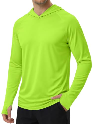 Men's UPF 50+ Hoodie Shirts Sun Protection Long Sleeve Rash Guard