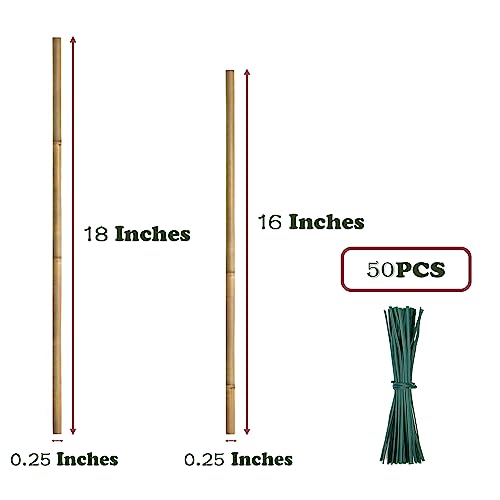 Plant Stakes 50Pcs 18IN, Premium Natural Bamboo Stakes Garden Stakes - view 2