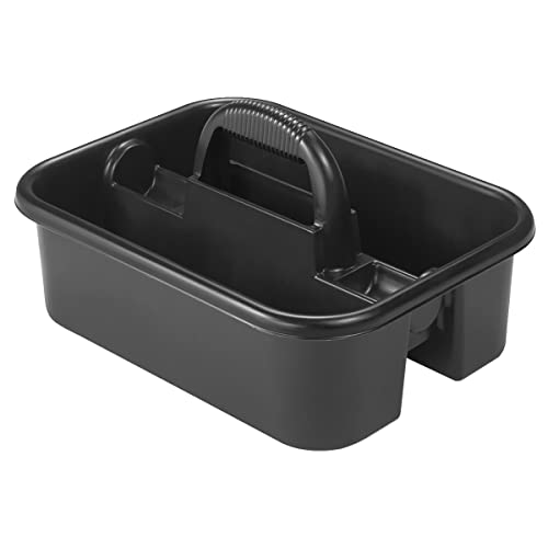 09185 Plastic Tote Tool & Supply Cleaning Caddy with Handle, 18-3/8-Inch x 13-7/8-Inch x 9-Inch, Black
