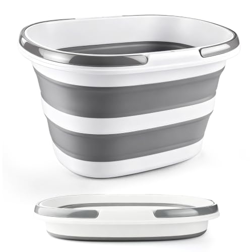 10L Collapsible Bucket with Handle, Foldable Ice Bucket Car Wash Buckets for Cleaning, Portable Wash Basin for Fishing Gardening Window Washing Mopping Household Use Cleaning Supplies