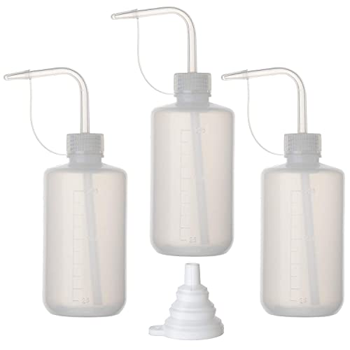 Wash Bottle 250ml 3Pcs – Plastic Squeeze with Cap & Funnel