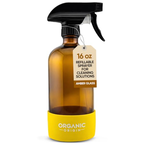 Organic Origin Amber Glass Spray Bottles, 16 oz with Protective Sleve