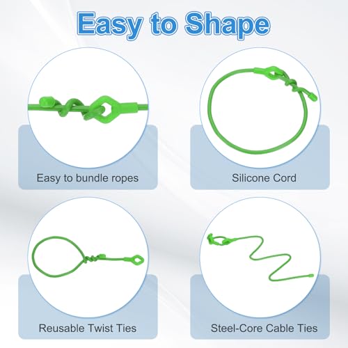 Rubber Twist Ties, 12 Inch Silicone Reusable Twist Ties Heavy Duty Bendable for Bundling Holding, 8 Pcs, Green - view 4