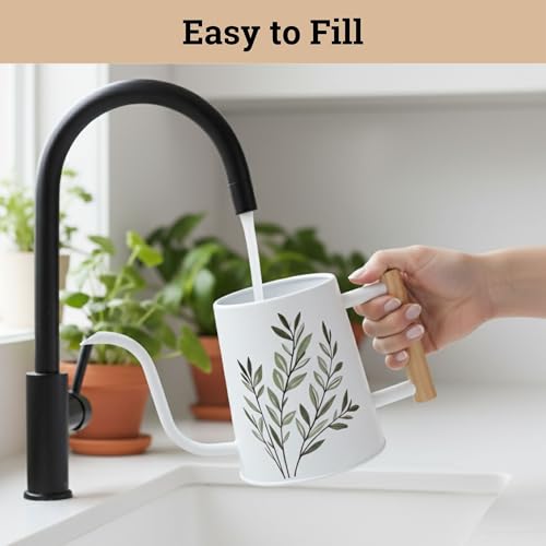 Metal Small Indoor Watering Can with Long Spout & Real Wood Handle, 35oz - view 4