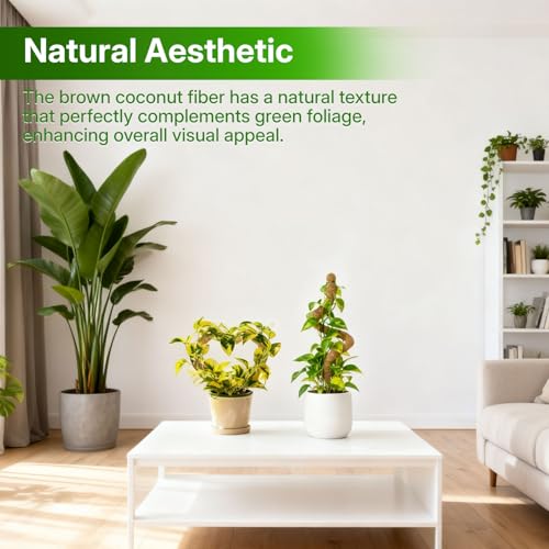 2 Pack 31.5 Inch Bendable Moss Pole for Plants Monstera - Coco Coir Plant Support Stakes for Climbing Indoor Pothos, Potted Climbers & Philodendron - Flexible Stick Kit with Full Garden Ties - view 6