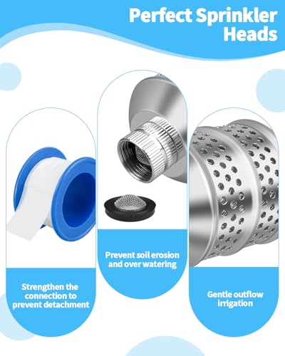 Bubbler Sprinkler Head, 3/4 Inch Internal Thread Rustproof Aluminum Diffuser Flood Nozzle for Yard, Vegetable Garden Plants, Gentle Watering Soaker with 40 Inch Tape, Ideal for Shrubs and Flowers - view 5