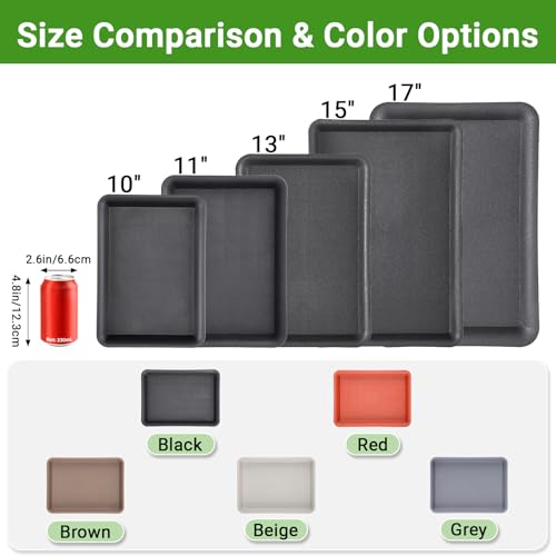 3 Packs Plant Saucers Rectangular, 15x11x1.2 Inch Heavy Plastic Plant Saucer Drip Tray, Flower Pot Tray for Indoors Outdoor Plant Pots, Thick Drip Tray for Garden Potted Water Drips and Soil - view 3