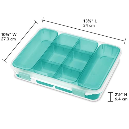 Divided Case, 12-Pack – Stackable Clear Plastic Storage Containers with Green Trays and Latching Lids, Ideal for Organizing Crafts, Beads, Small Tools, and Hardware - view 2