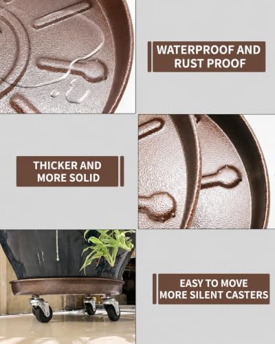 20" Metal Rolling Plant Caddy with Wheels, Indoor Outdoor, 2-Pack Bronze - view 4
