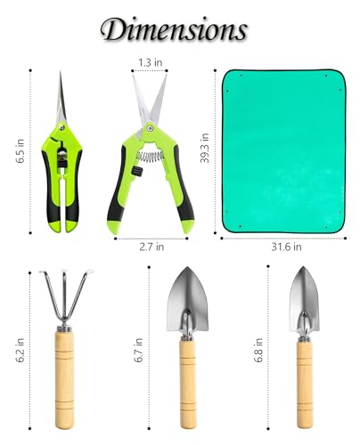 Plant Repotting Mat, 5Pcs Succulent Tools Mini Garden Small Gardening Tools Indoor, Pruning Shear Gardening Scissor, Hand kit for Bonsai, Cactus, Fairy, Houseplant Transplanting, Seedling - view 6