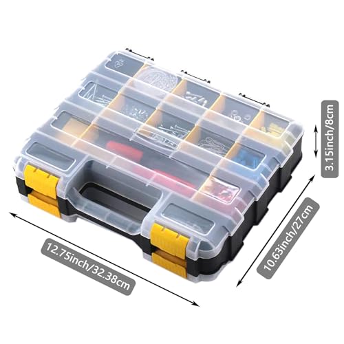 Hardware Organizer Box 34 Compartments Small Parts Organizer with Removable Dividers Durable Plastic Double Side Tools Box Screw Organizer For Nuts, Bolts, Screws, Nails, Small Hardware (Yellow) - view 3