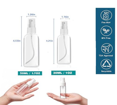 4Pk Clear Empty Travel Spray Bottles, Leakproof for Toner Face Hair - view 2